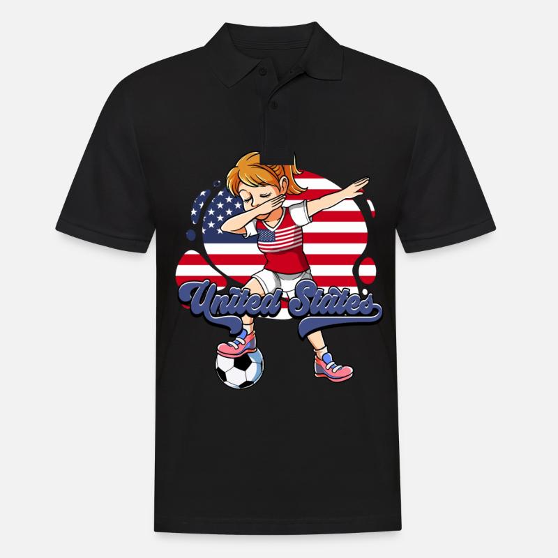 Usa Fußball - Männer Poloshirt - Schwarz