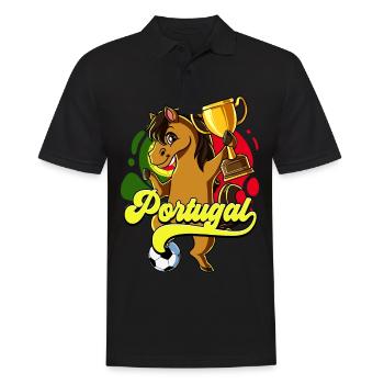 Portugal Fußball - Männer Poloshirt - Schwarz - Vorne - Kai (181cm)