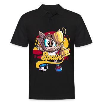 Spanien Fußball - Männer Poloshirt - Schwarz - Vorne - Kai (181cm)