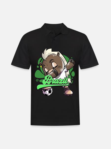 Brasilien Fußball - Männer Poloshirt - Schwarz