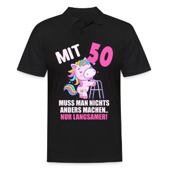 Mit 50 nichts anders nur langsamer 50 Geburtstag - Männer Poloshirt - Schwarz - Vorne - Kai (181cm)
