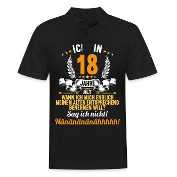 Ich bin 18 Jahre alt 18 Geburtstag - Männer Poloshirt - Schwarz - Vorne - Kai (181cm)