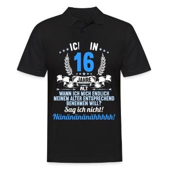 Ich bin 16 Jahre alt 16 Geburtstag - Männer Poloshirt - Schwarz - Vorne - Kai (181cm)