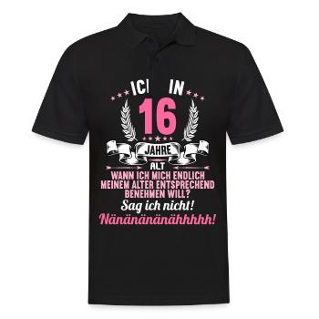 Ich bin 16 Jahre alt 16 Geburtstag - Männer Poloshirt - Schwarz - Vorne - Kai (181cm)