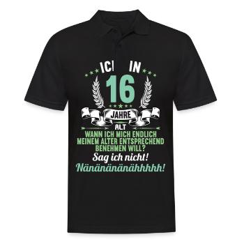 Ich bin 16 Jahre alt 16 Geburtstag - Männer Poloshirt - Schwarz - Vorne - Kai (181cm)
