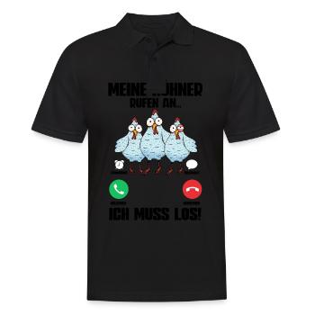 Huhn Meine Hühner Rufen An - Männer Poloshirt - Schwarz - Vorne - Kai (181cm)