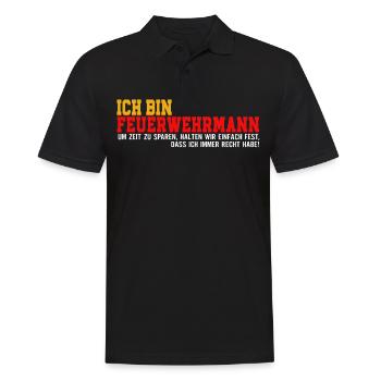 Ich bin Feuerwehrmann Feuerwehr - Männer Poloshirt - Schwarz - Vorne - Kai (181cm)