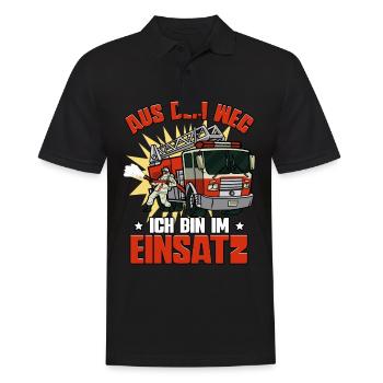 Aus Dem Weg Ich Bin Im Einsatz Feuerwehr - Männer Poloshirt - Schwarz - Vorne - Kai (181cm)