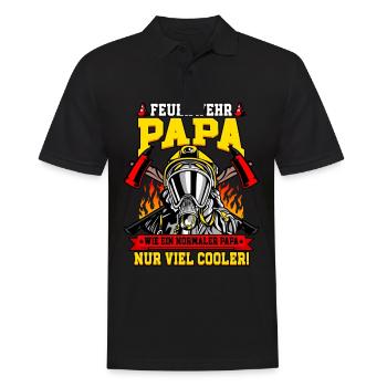 Feuerwehr Papa Feuerwehrmann - Männer Poloshirt - Schwarz - Vorne - Kai (181cm)