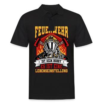 Feuerwehr Feuerwehrmann - Männer Poloshirt - Schwarz - Vorne - Kai (181cm)