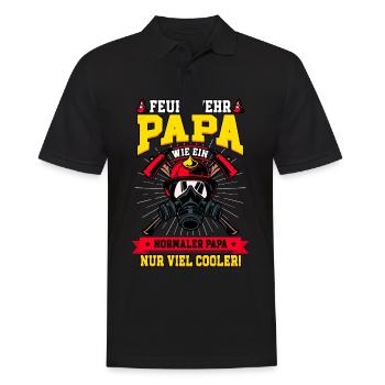 Feuerwehr Papa Feuerwehrmann - Männer Poloshirt - Schwarz - Vorne - Kai (181cm)