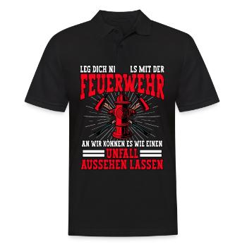 Feuerwehr Feuerwehrmann - Männer Poloshirt - Schwarz - Vorne - Kai (181cm)