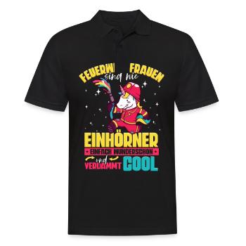Feuerwehrfrauen Feuerwehrfrau - Männer Poloshirt - Schwarz - Vorne - Kai (181cm)