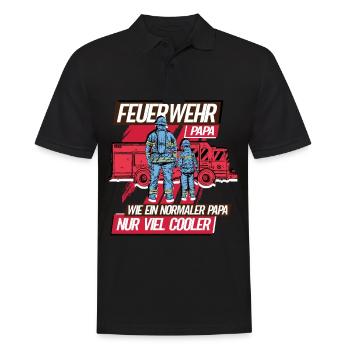 Feuerwehr Papa Feuerwehrmann - Männer Poloshirt - Schwarz - Vorne - Kai (181cm)
