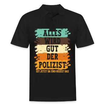Polizist Polizei - Männer Poloshirt - Schwarz - Vorne - Kai (181cm)