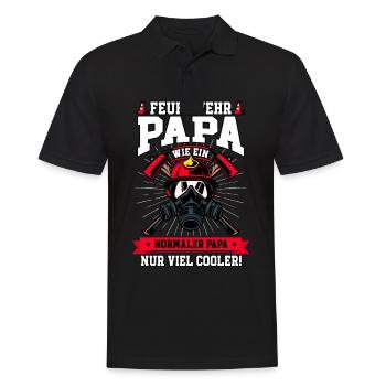 Feuerwehr Papa Feuerwehrmann - Männer Poloshirt - Schwarz - Vorne - Kai (181cm)