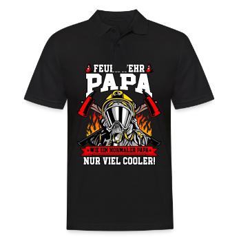 Feuerwehr Papa Feuerwehrmann - Männer Poloshirt - Schwarz - Vorne - Kai (181cm)