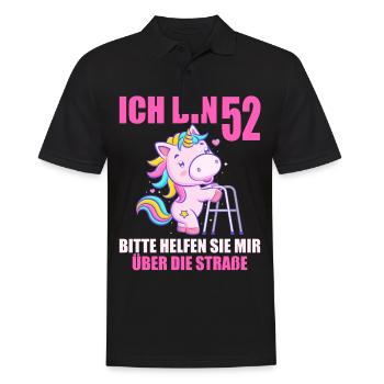 Ich bin 52 Bitte helfen Sie mir über Straße - Männer Poloshirt - Schwarz - Vorne - Kai (181cm)