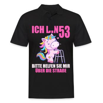 Ich bin 53 Bitte helfen Sie mir über Straße - Männer Poloshirt - Schwarz - Vorne - Kai (181cm)