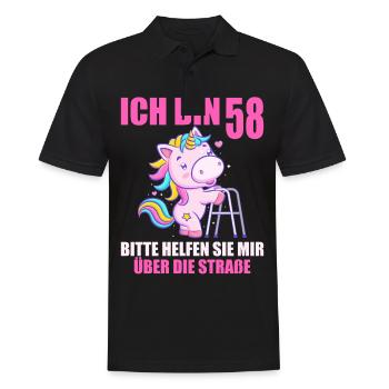 Ich bin 58 Bitte helfen Sie mir über Straße - Männer Poloshirt - Schwarz - Vorne - Kai (181cm)