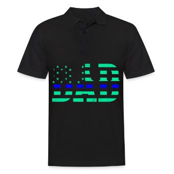 Polizist Vatertag Dad USA Flagge - Männer Poloshirt - Schwarz - Vorne - Kai (181cm)