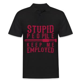 Policeman Saying Funny Stupid People Keep Me - Men's Polo Shirt - black - Front - Kai (181cm)