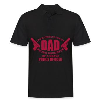 Policier Fille Père Je soutiens le Bleu Pour Mon Père - Polo Homme - noir - Devant - Kai (181cm)