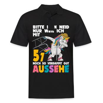 Bitte kein Neid weil mit 59 Jahren gut aussehe - Männer Poloshirt - Schwarz - Vorne - Kai (181cm)