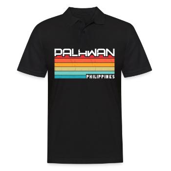 Vintage Urlaub Reise Palawan Philippinen Asien - Männer Poloshirt - Schwarz - Vorne - Kai (181cm)