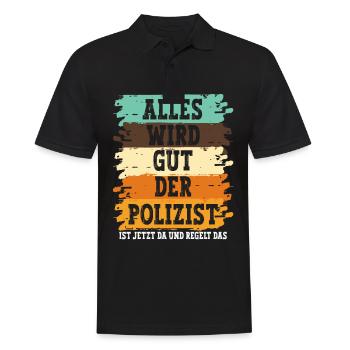 Polizist Polizei - Männer Poloshirt - Schwarz - Vorne - Kai (181cm)