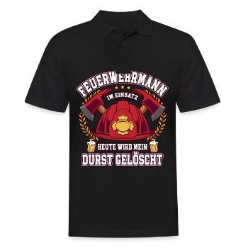 Feuerwehrmann Im Einsatz Feuerwehr - Männer Poloshirt - Schwarz - Vorne - Kai (181cm)
