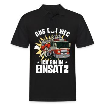 Aus Dem Weg Ich Bin Im Einsatz Feuerwehr - Männer Poloshirt - Schwarz - Vorne - Kai (181cm)