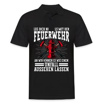 Feuerwehr Feuerwehrmann - Männer Poloshirt - Schwarz - Vorne - Kai (181cm)