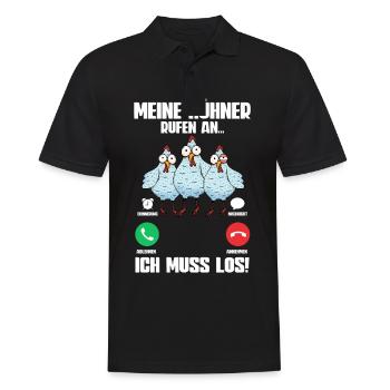 Huhn Meine Hühner Rufen An - Männer Poloshirt - Schwarz - Vorne - Kai (181cm)
