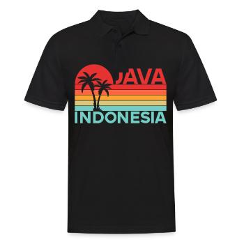 Vintage Urlaub Reise Java Indonesien Asien - Männer Poloshirt - Schwarz - Vorne - Kai (181cm)