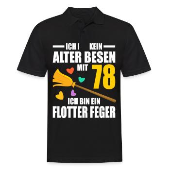 Alter Besen Junger Feger 78 Jahre 78. Geburtstag - Männer Poloshirt - Schwarz - Vorne - Kai (181cm)