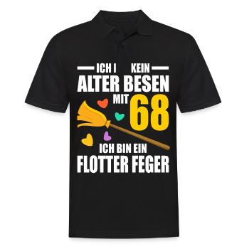 Alter Besen Junger Feger 68 Jahre 68. Geburtstag - Männer Poloshirt - Schwarz - Vorne - Kai (181cm)