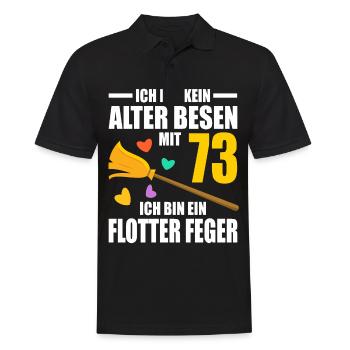 Alter Besen Junger Feger 73 Jahre 73. Geburtstag - Männer Poloshirt - Schwarz - Vorne - Kai (181cm)