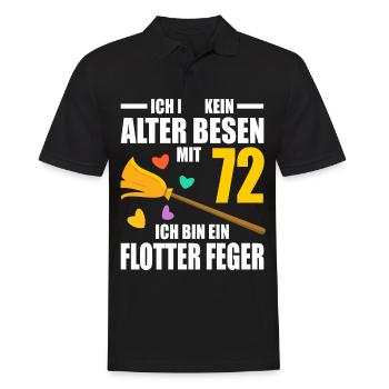Alter Besen Junger Feger 72 Jahre 72. Geburtstag - Männer Poloshirt - Schwarz - Vorne - Kai (181cm)