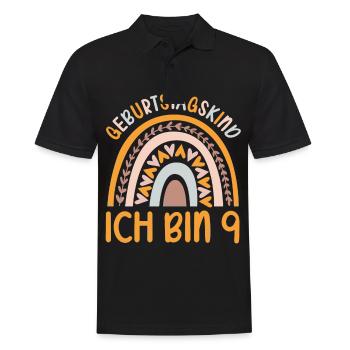 9 Jahre alt Rainbow Regenbogen 9. Geburtstag - Männer Poloshirt - Schwarz - Vorne - Kai (181cm)
