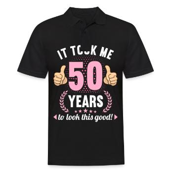 it took me 50 Years to look this good 50 Birthday - Männer Poloshirt - Schwarz - Vorne - Kai (181cm)
