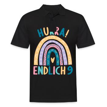 9 Jahre alt Rainbow Regenbogen 9. Geburtstag - Männer Poloshirt - Schwarz - Vorne - Kai (181cm)