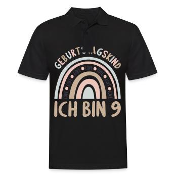 9 Jahre alt Rainbow Regenbogen 9. Geburtstag - Männer Poloshirt - Schwarz - Vorne - Kai (181cm)