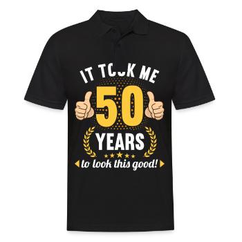 it took me 50 Years to look this good 50 Birthday - Männer Poloshirt - Schwarz - Vorne - Kai (181cm)