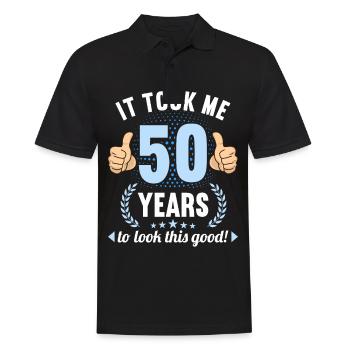 it took me 50 Years to look this good 50 Birthday - Männer Poloshirt - Schwarz - Vorne - Kai (181cm)