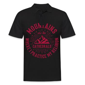 Bergsteiger Sprüche Mountains Are The Cathedrals - Männer Poloshirt - Schwarz - Vorne - Kai (181cm)