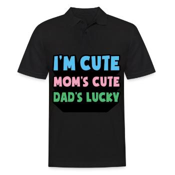 Mama Papa Baby I'm Cute Mom's Cute Dad's Lucky - Men's Polo Shirt - black - Front - Kai (181cm)