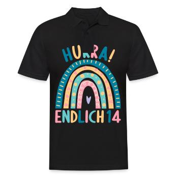 14 Jahre alt Rainbow Regenbogen 14. Geburtstag - Männer Poloshirt - Schwarz - Vorne - Kai (181cm)