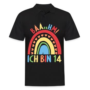 14 Jahre alt Rainbow Regenbogen 14. Geburtstag - Männer Poloshirt - Schwarz - Vorne - Kai (181cm)