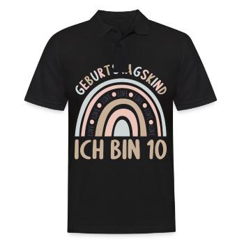 10 Jahre alt Rainbow Regenbogen 10. Geburtstag - Männer Poloshirt - Schwarz - Vorne - Kai (181cm)